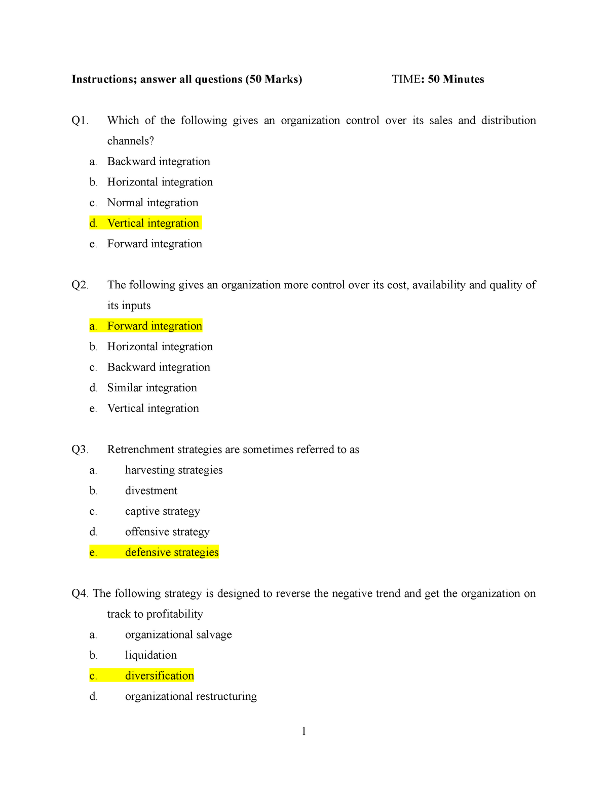 strategic management essay questions and answers pdf