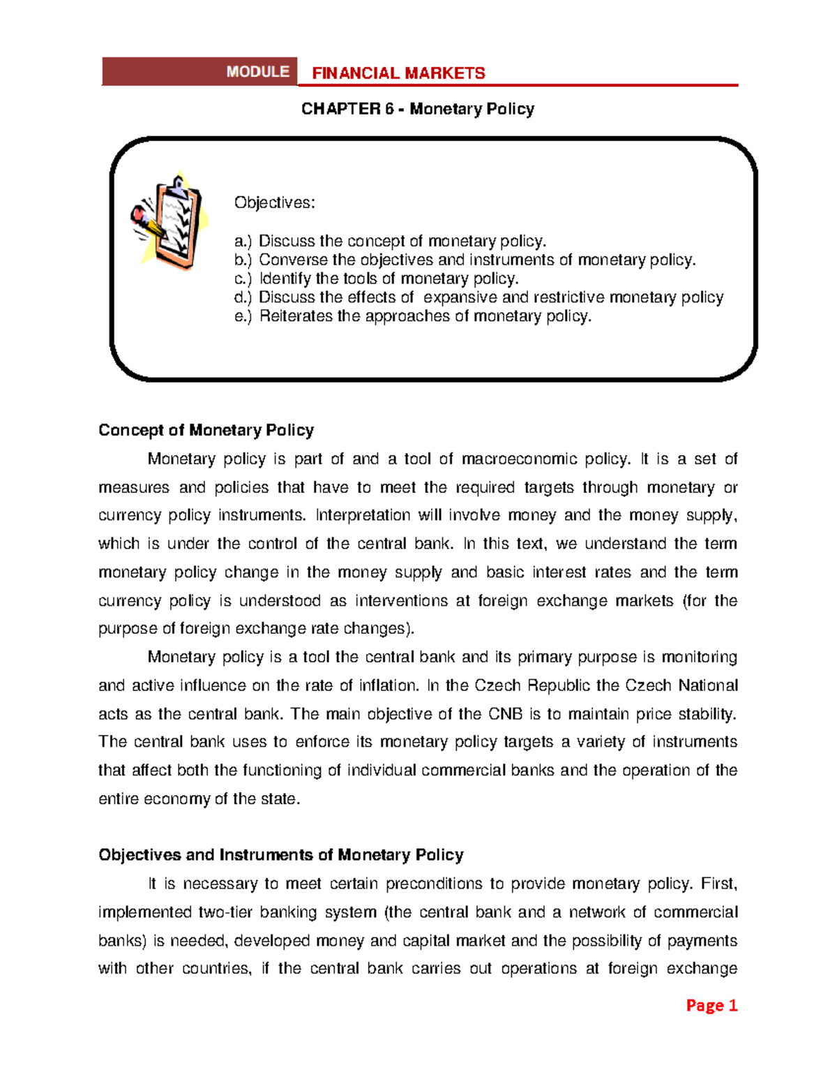 Chapter 6 - Monetary Policy ...