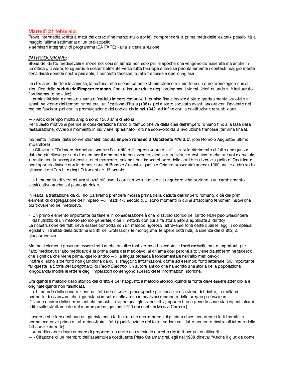 Medioevale - Appunti lezioni - Martedì 21 febbraio: Prova intermedia ...