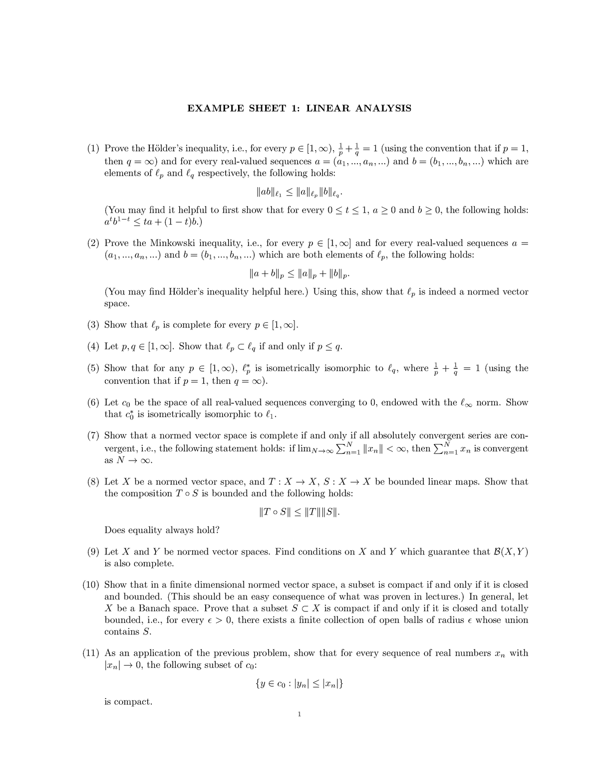 Linear Analysis Questions Studocu