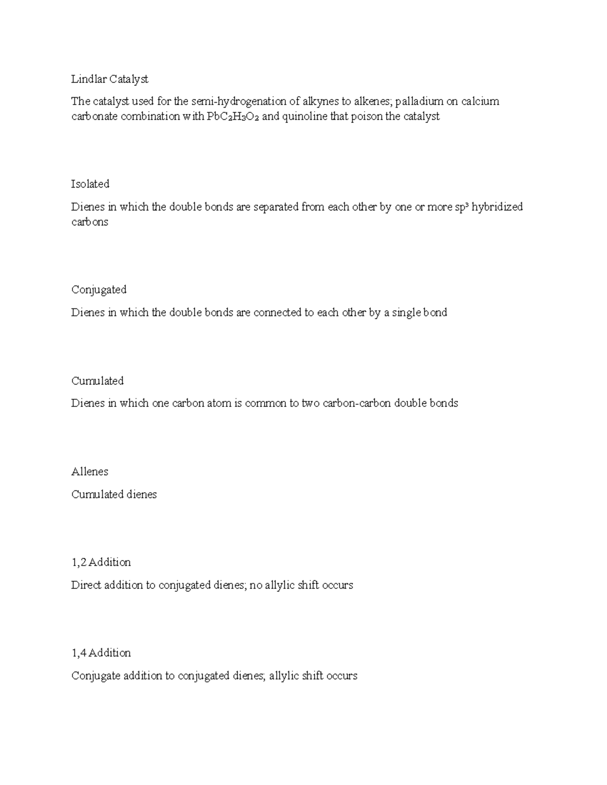 Chem 10 Chem Summary Lindlar Catalyst The catalyst used for the