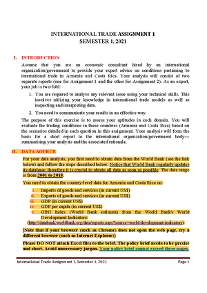 ECON1086 International Trade - ECON1086 International Trade Assignment ...