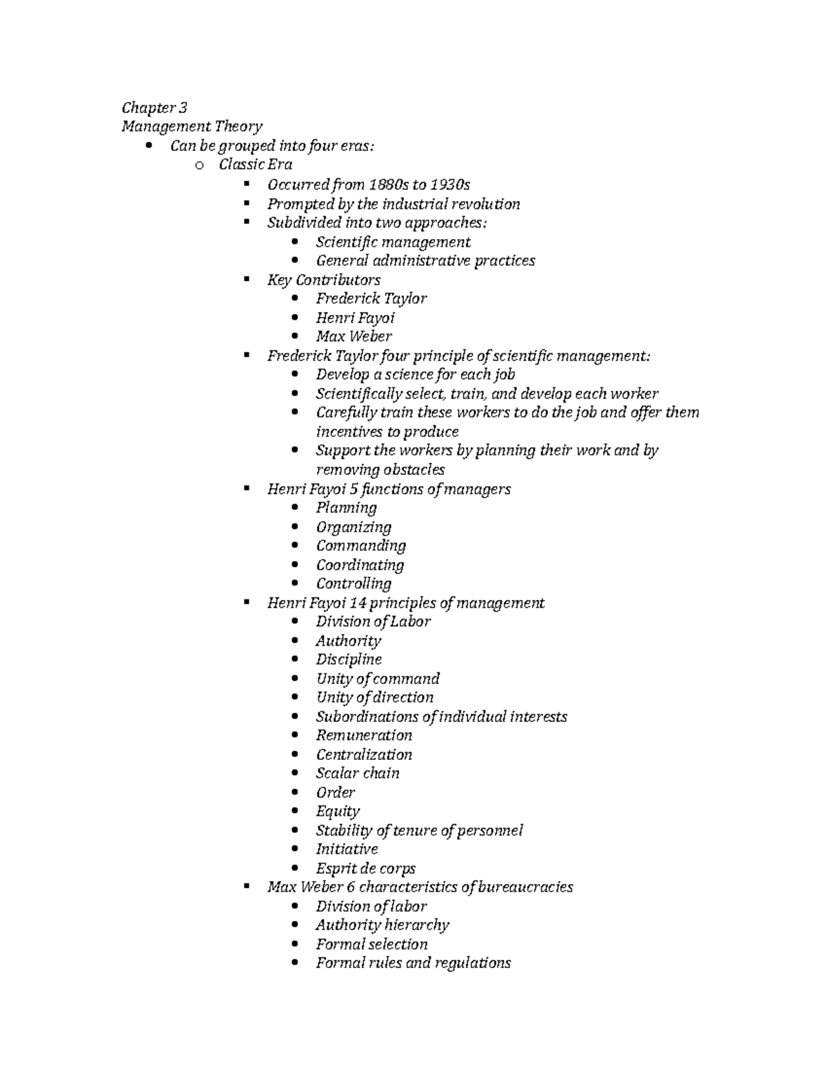 Chapter 3 - Lecture Notes Week 3 - Chapter 3 Management Theory Can Be ...