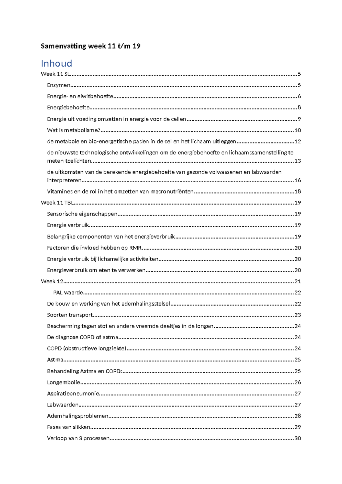 Samenvatting Tentamen 2 Voeding Bij Ziekte Inhoud Samenvatting Week