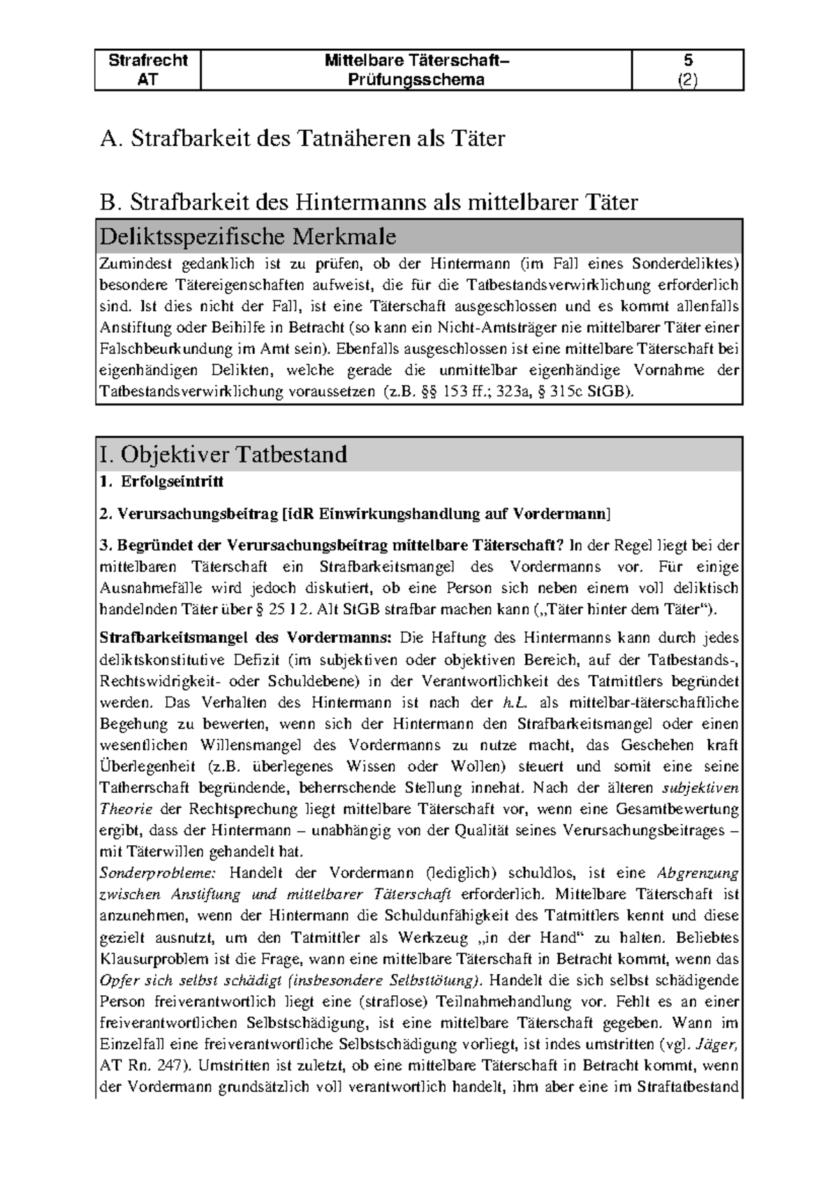 Mittelbare T Terschaft - Pr Fungsschema - Strafrecht AT Mittelbare ...