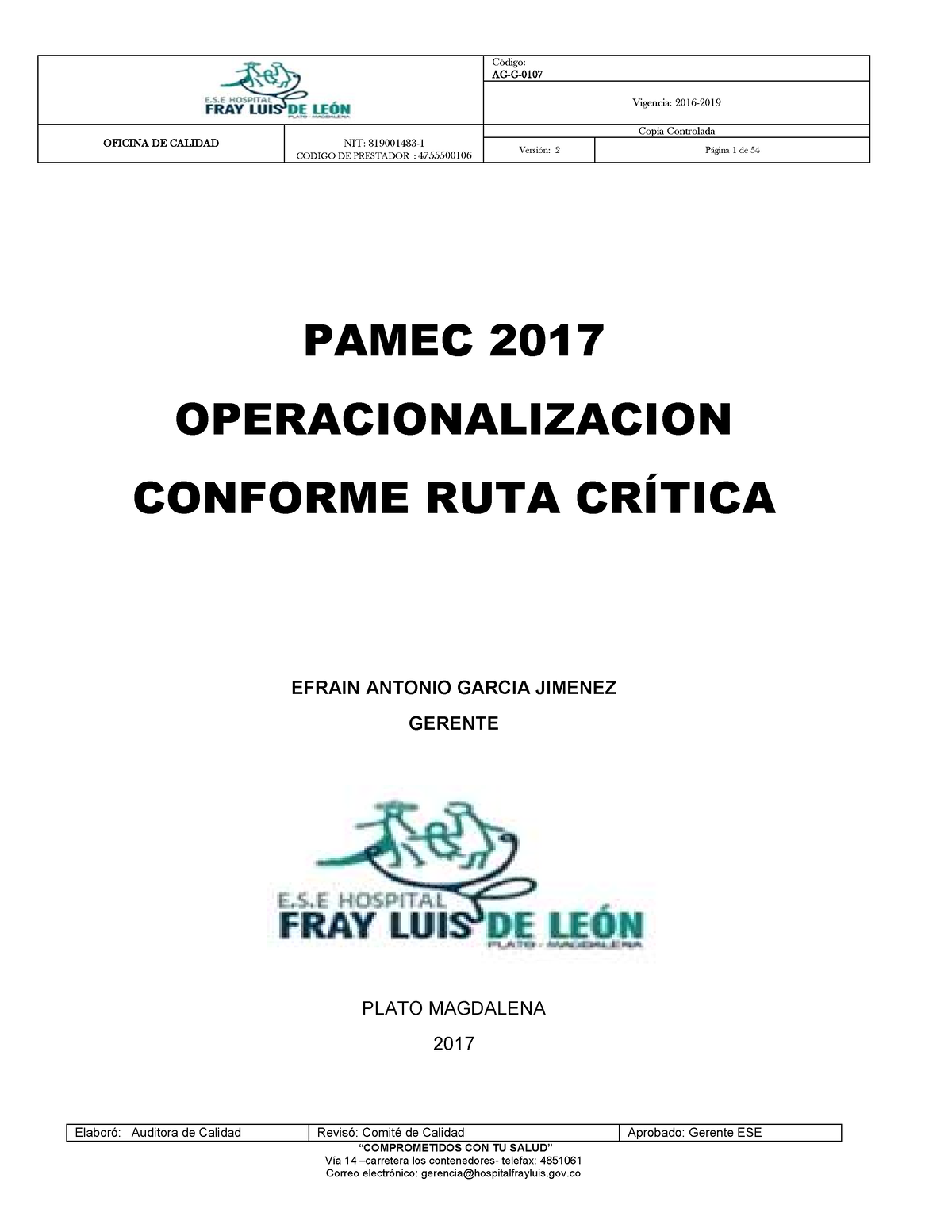 1.0 Modelo Informe-DE- Despliegue-DEL- Pamec-2017 - AG-G- 0107 Vigencia ...