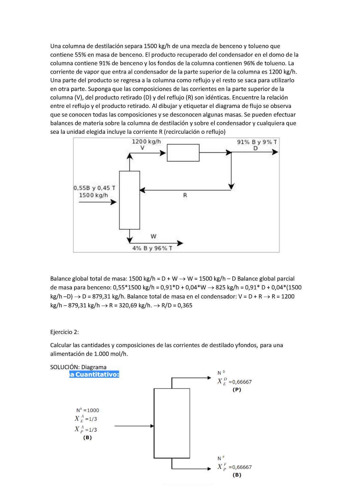 386250552 Ejerccios De Destilacion - Una Columna De Destilación Separa ...