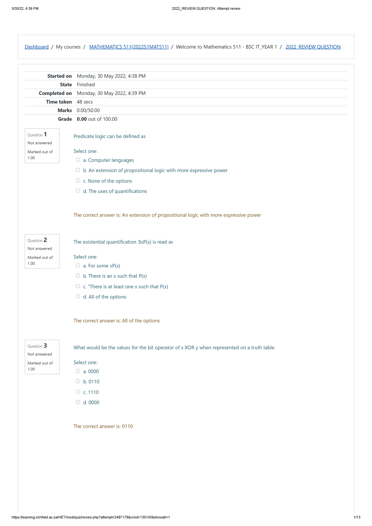 Precious Maths Review Questions - Dashboard / My courses / MATHEMATICS ...