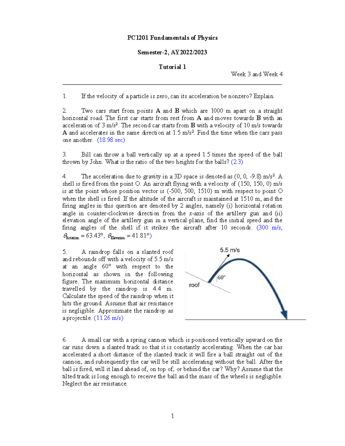 Tutorial+Questions+1+%28 PC1201%29+Semester-2+2022-23 - 1 PC1201 ...