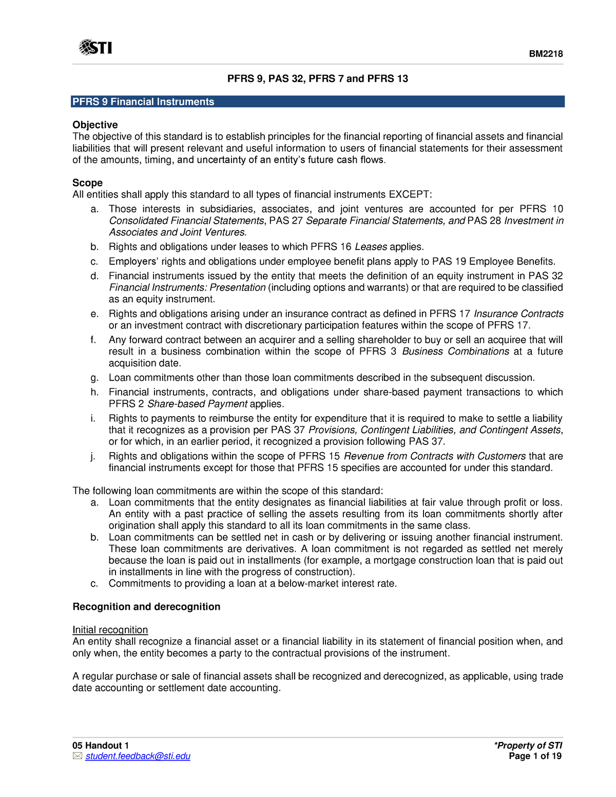 05 Handout 1(42) - CFAS - 05 Handout 1 *Property Of STI PFRS 9, PAS 32 ...