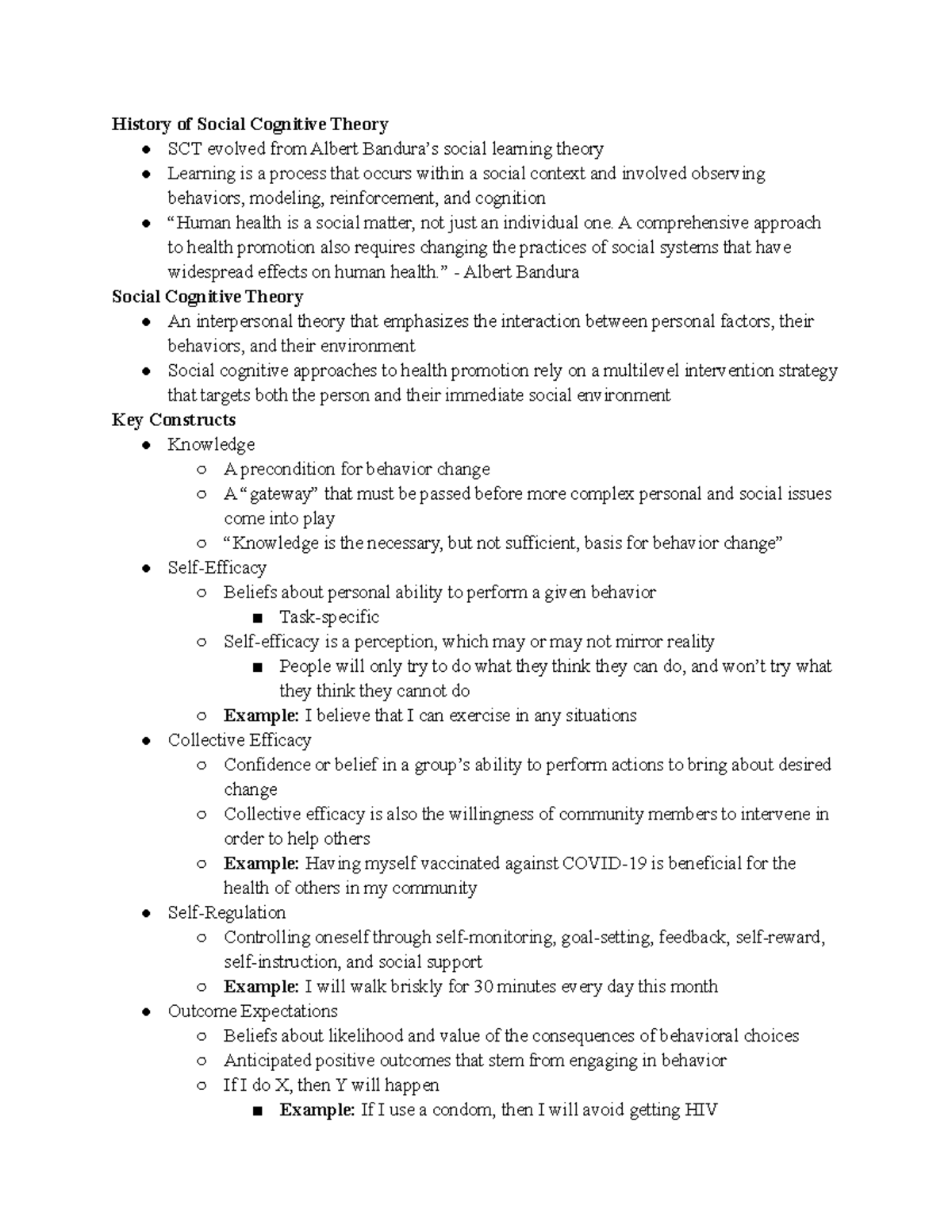 Social cognitive theory intervention examples hot sale