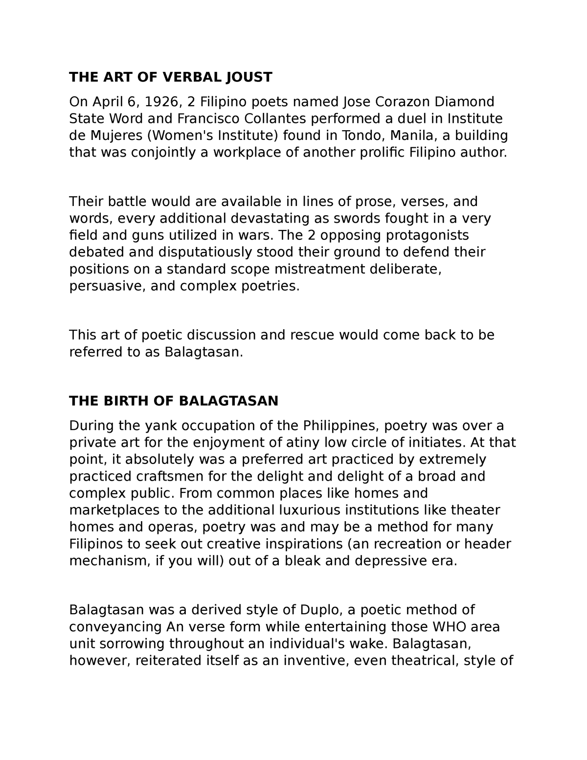 Balagtasan In The Philippines The Art Of Verbal Joust On April 6 1926 2 Filipino Poets Named 