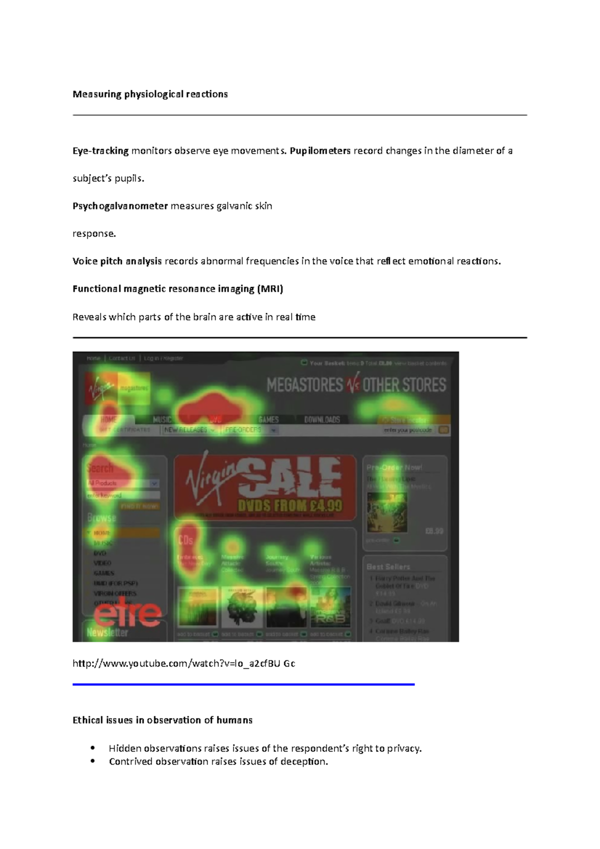 16 some notes Measuring physiological reactions Eyetracking