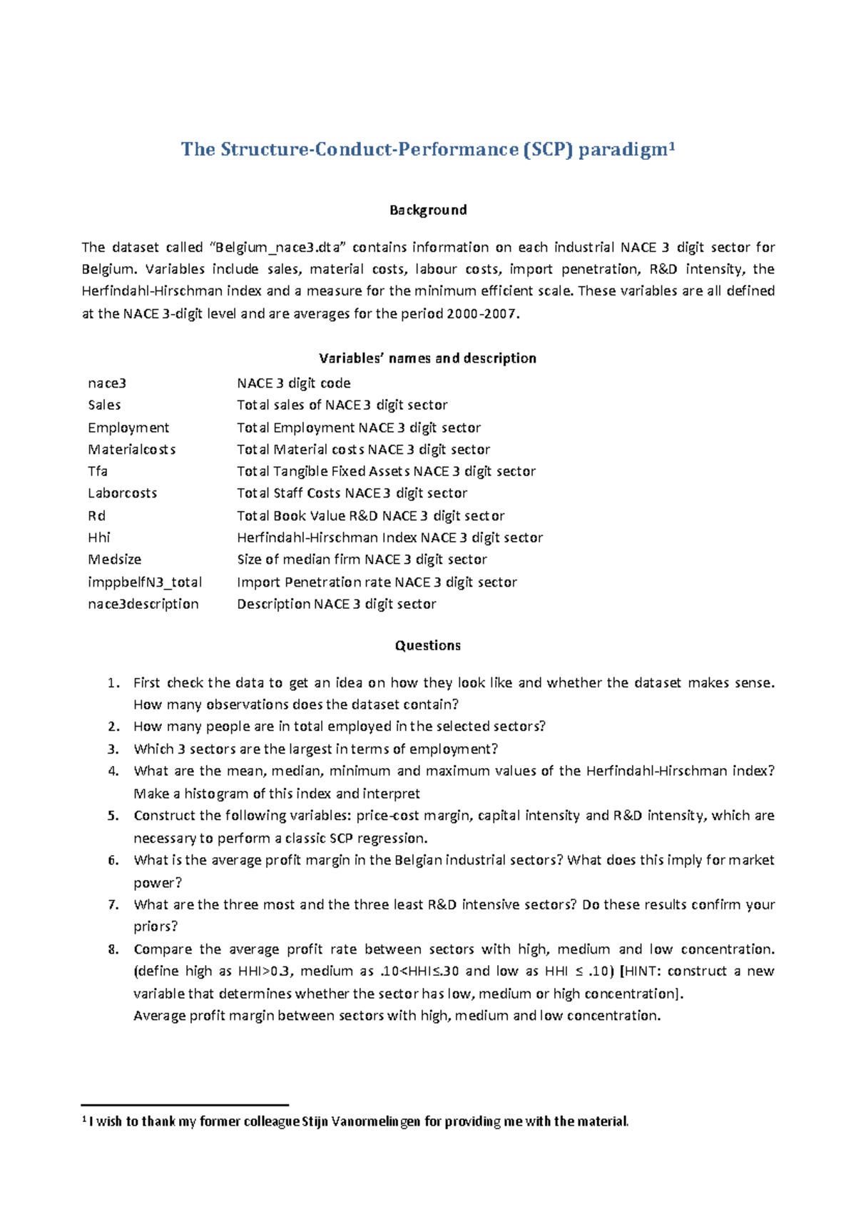SCP exercise - ESERCIZI DI Applied Industrial Organization - The ...