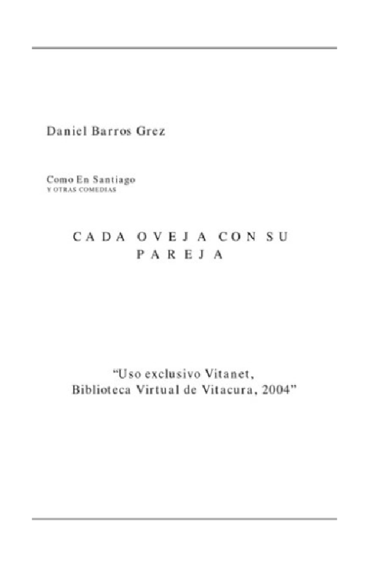 Cada oveja con su pareja - Daniel Barros Grez Como En Santiago YOTRAS ...