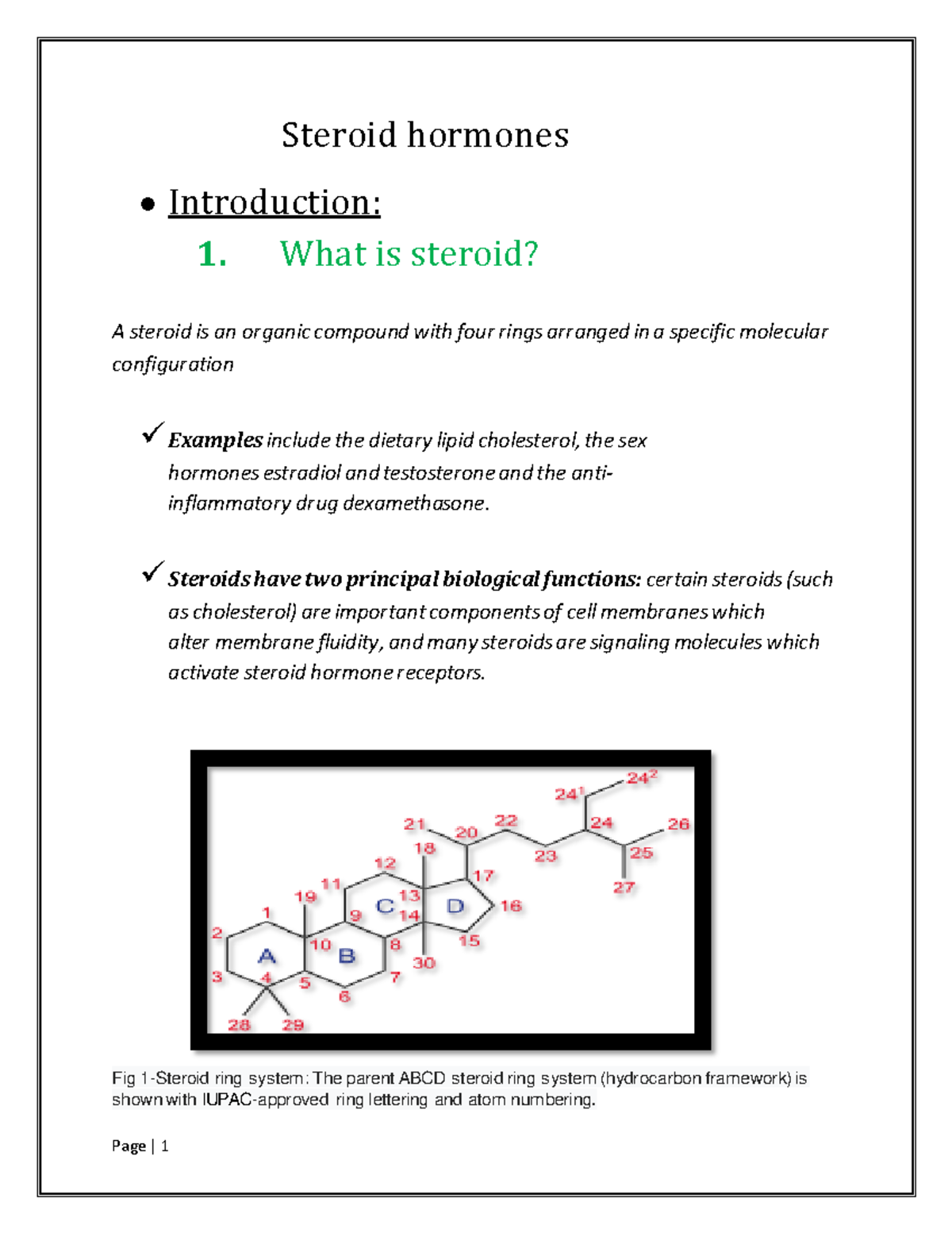 Steroid Hormone NU 545 Steroid hormones Introduction 1. What is