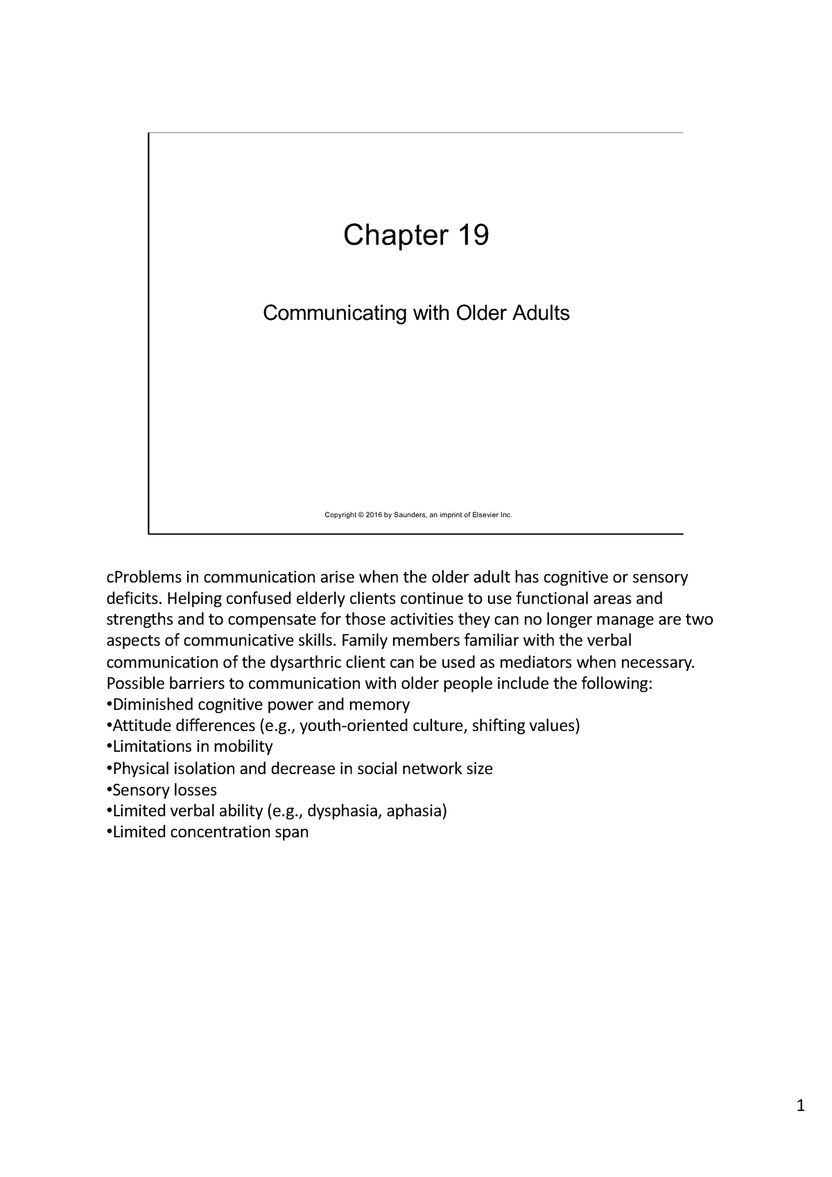 Chapter 019 Communicating With Older Adults Ppt Cproblems In