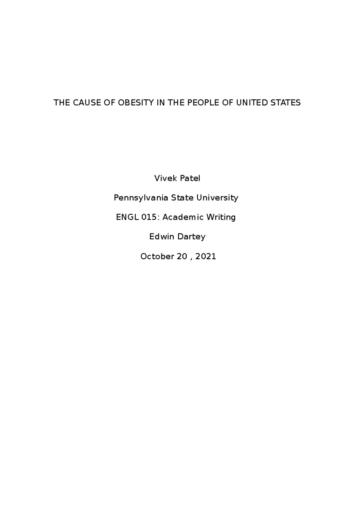 MWA3 Final Topic Proposal - ESL 015 - Penn State - Studocu