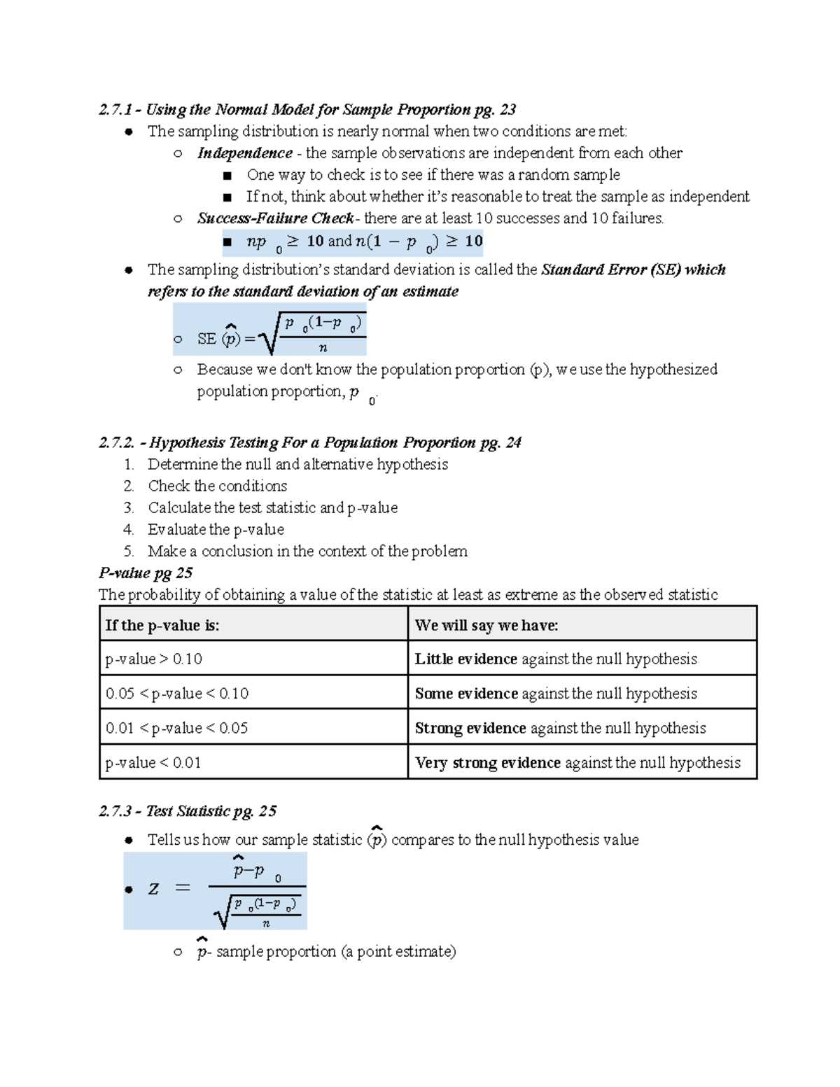 Stats Notes 2.7 Pt. 1 - 2.7 - Using the Normal Model for Sample ...