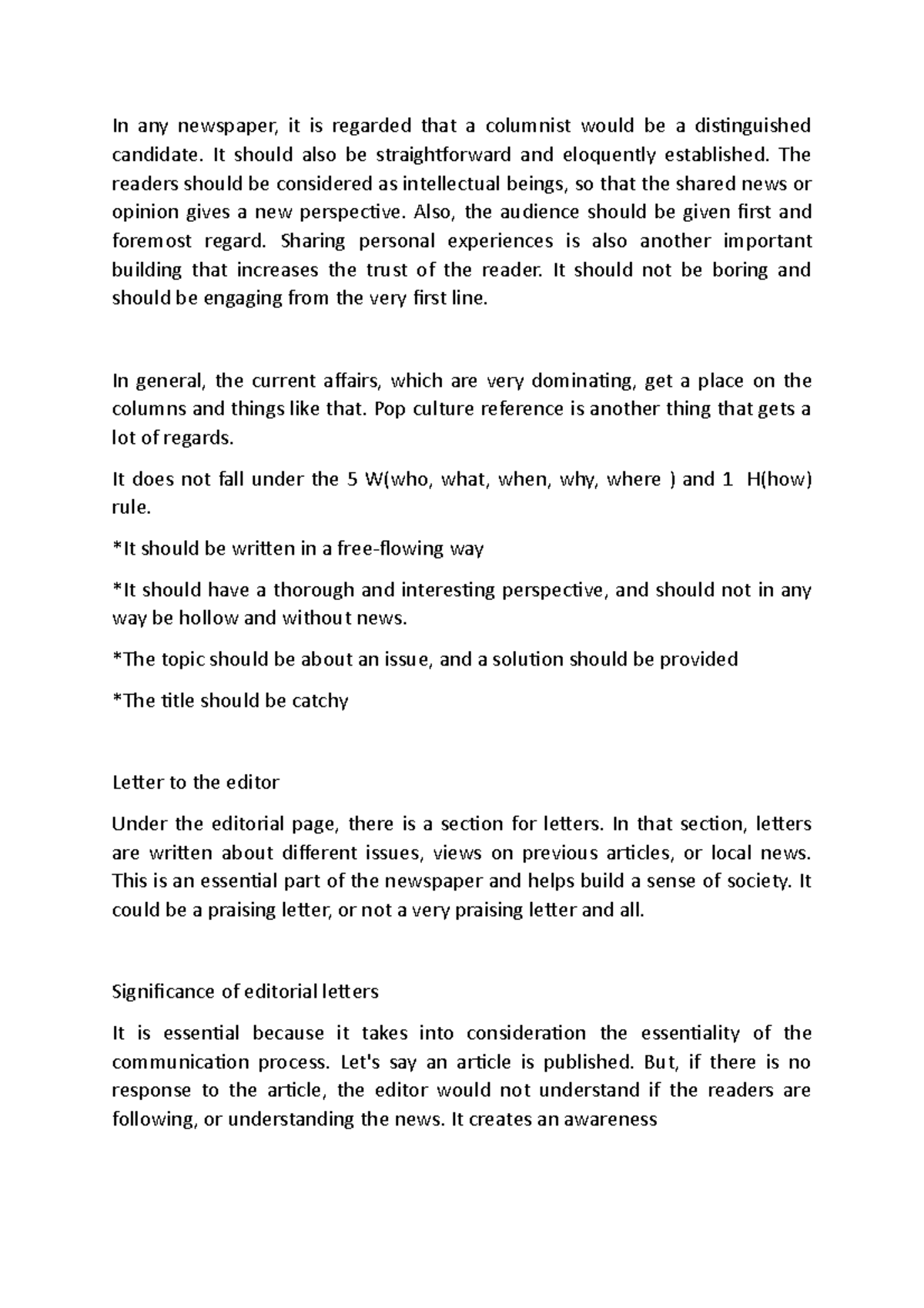 New Microsoft Word Document - In any newspaper, it is regarded that a ...