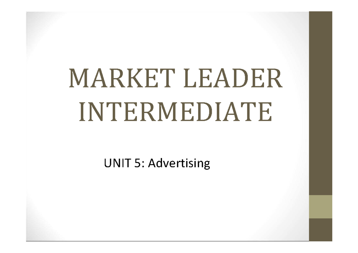 Unit 5 Advertising Market Leader Odpowiedzi