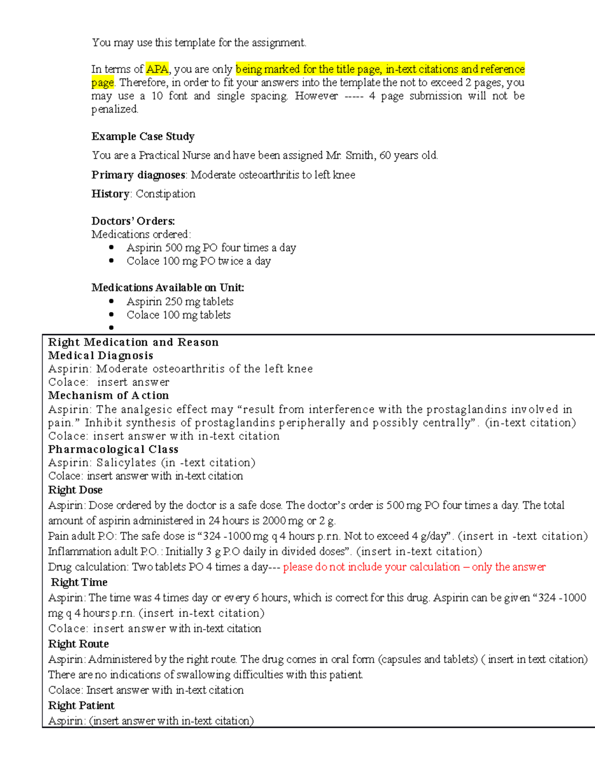 Assignment Templateand Example - You may use this template for the ...