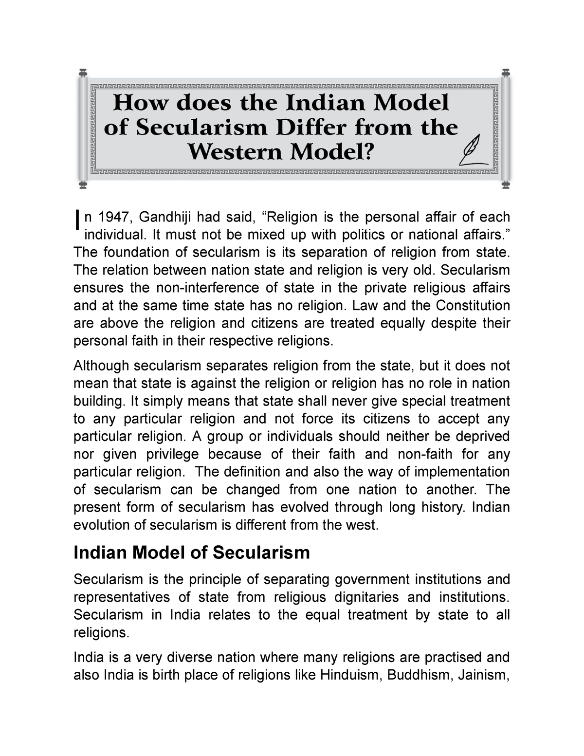 indian secularism essay