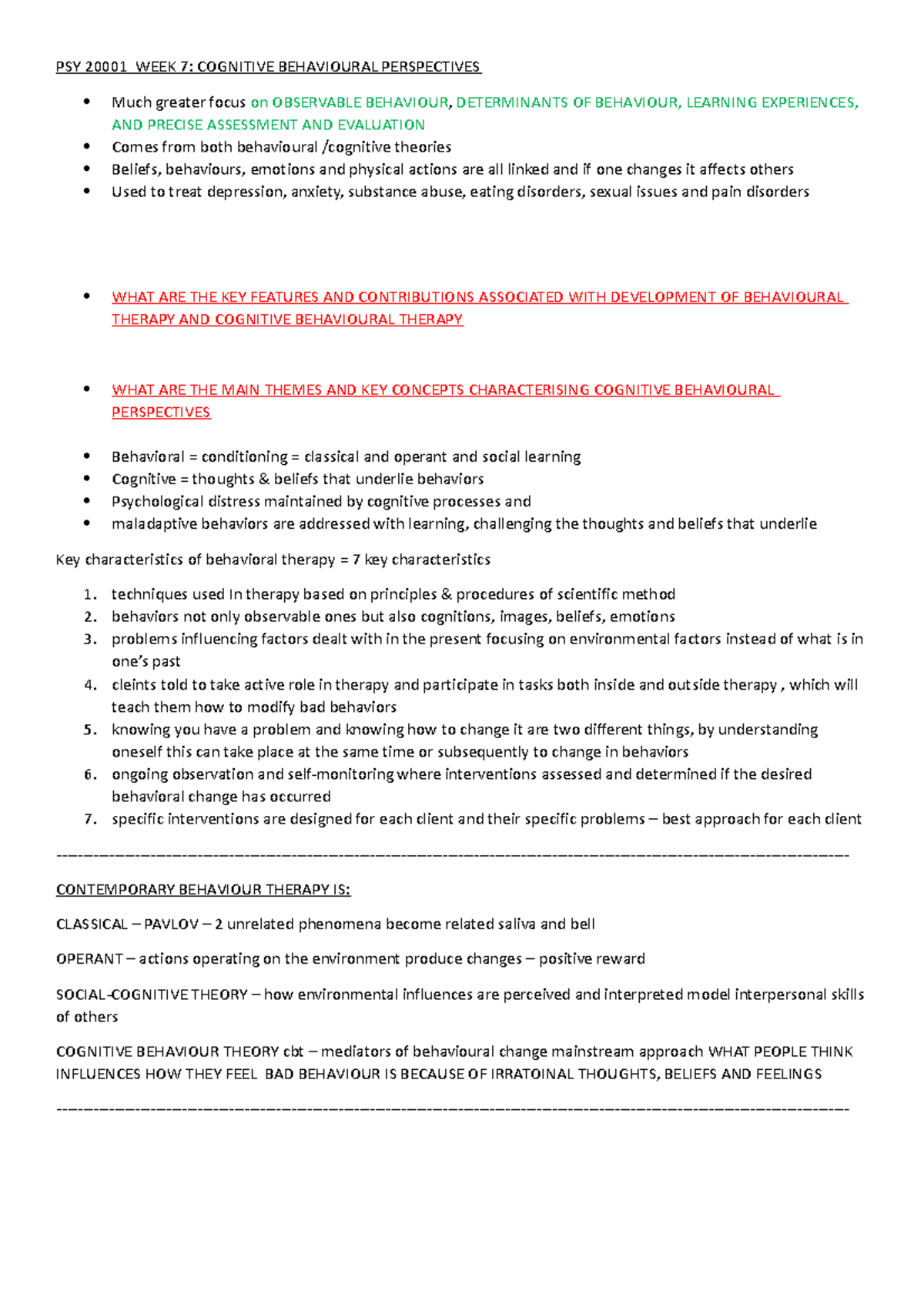 PSY 2000 1 WEEK 7 - LECTURE NOTES WEEK 7 - PSY 20001 WEEK 7: COGNITIVE ...