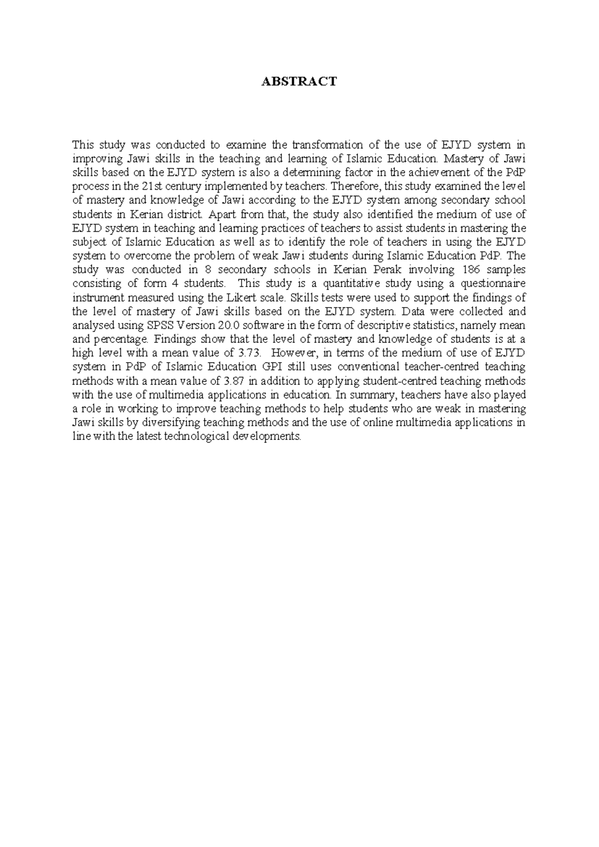 Abstract - BI - all attraction - ABSTRACT This study was conducted to ...