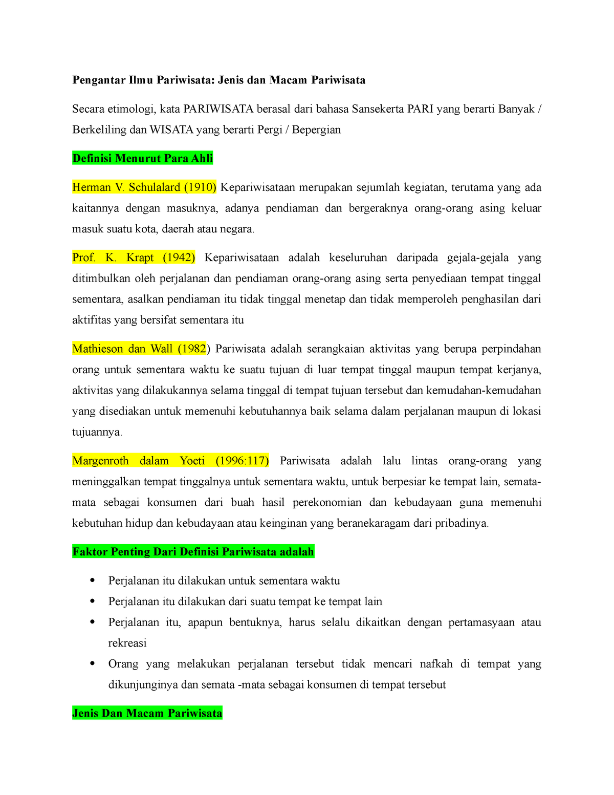 Pengantar Ilmu Pariwisata Jenis Dan Macam Pariwisata - Schulalard (1910 ...