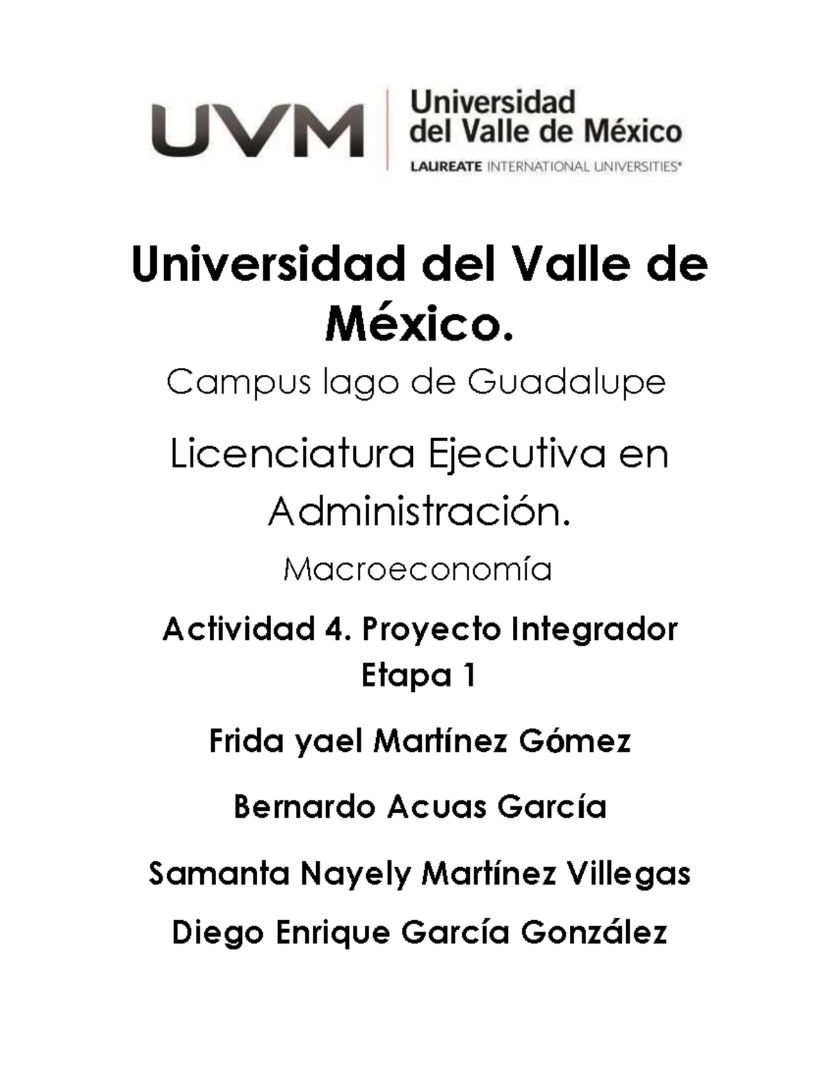 Actividad 4. Proyecto Integrador Etapa 1 - Universidad Del Valle De ...