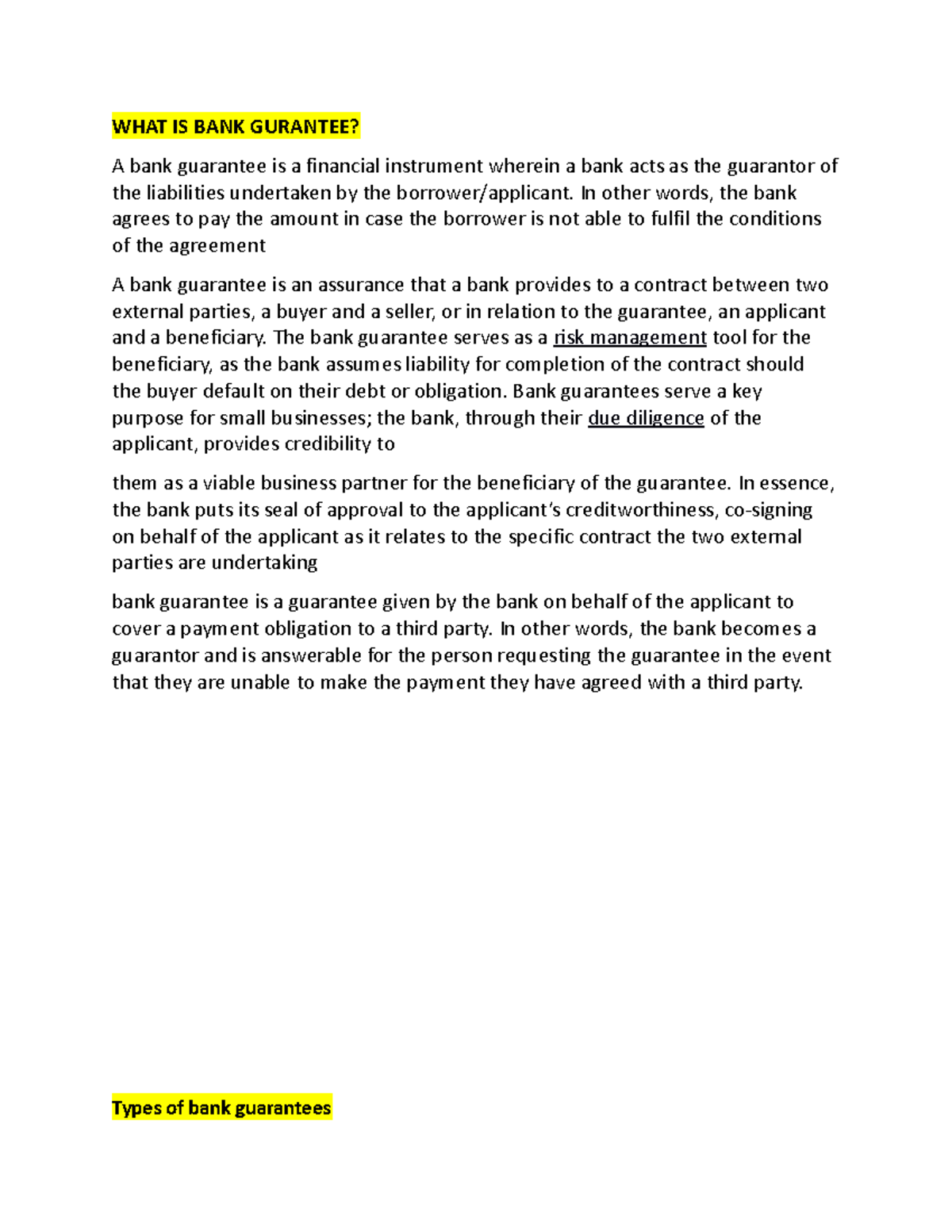 BANK Gurantee - WHAT IS BANK GURANTEE? A bank guarantee is a financial ...
