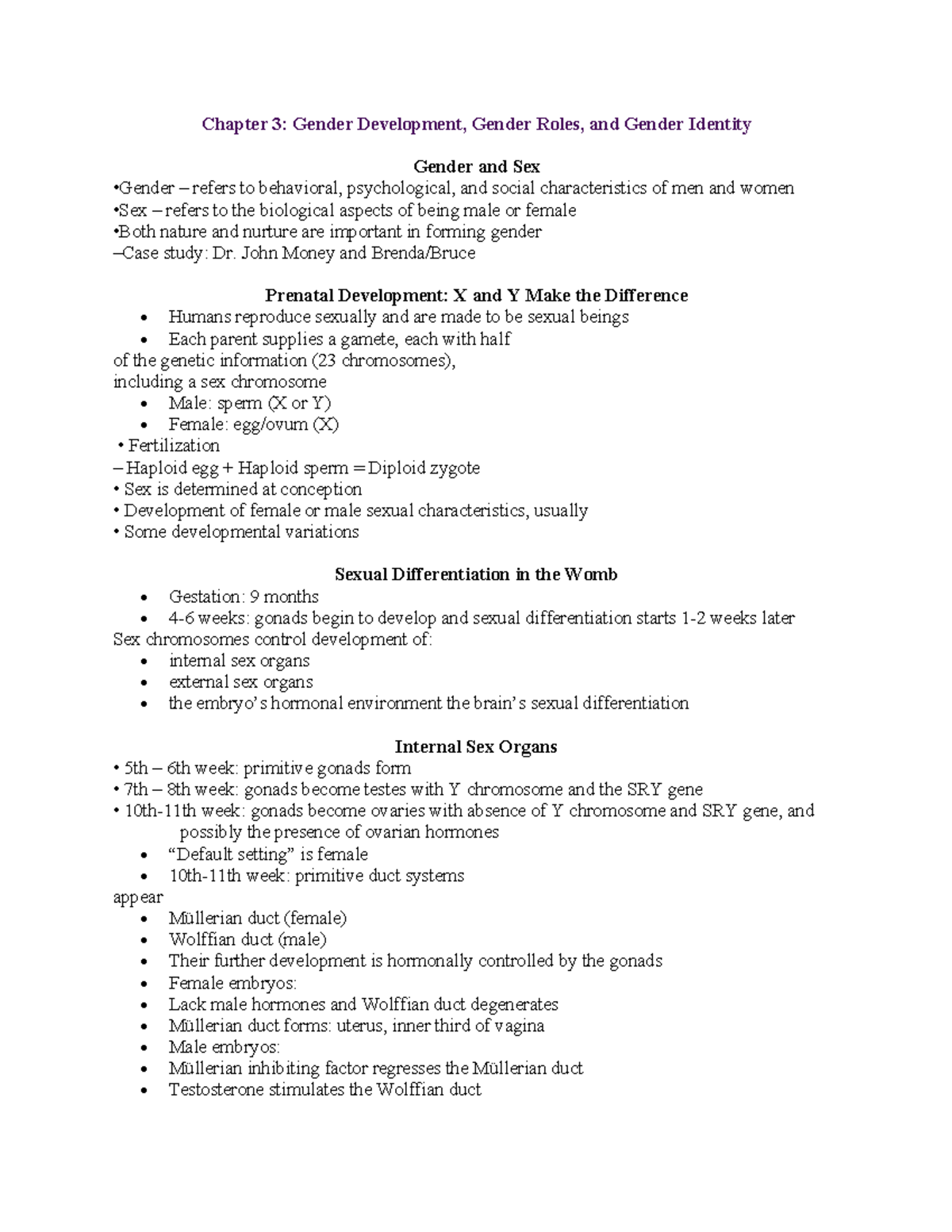 Human Sex Chapter 3 Slides - Chapter 3: Gender Development, Gender ...