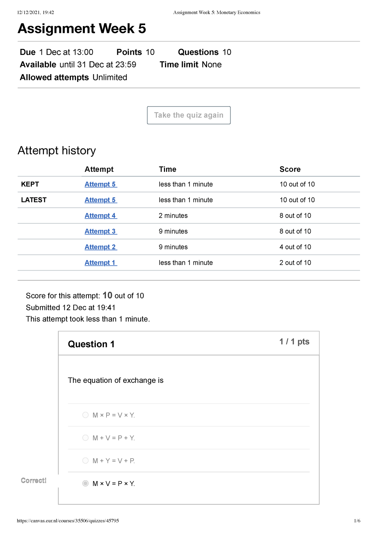 money assignment economics