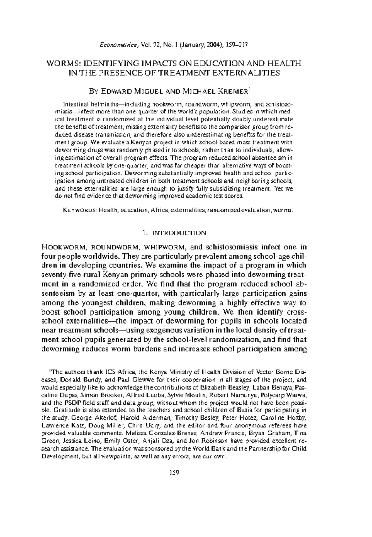 Week5 Tutorial Reading Econometrica Vol 72 No 1 January 2004 
