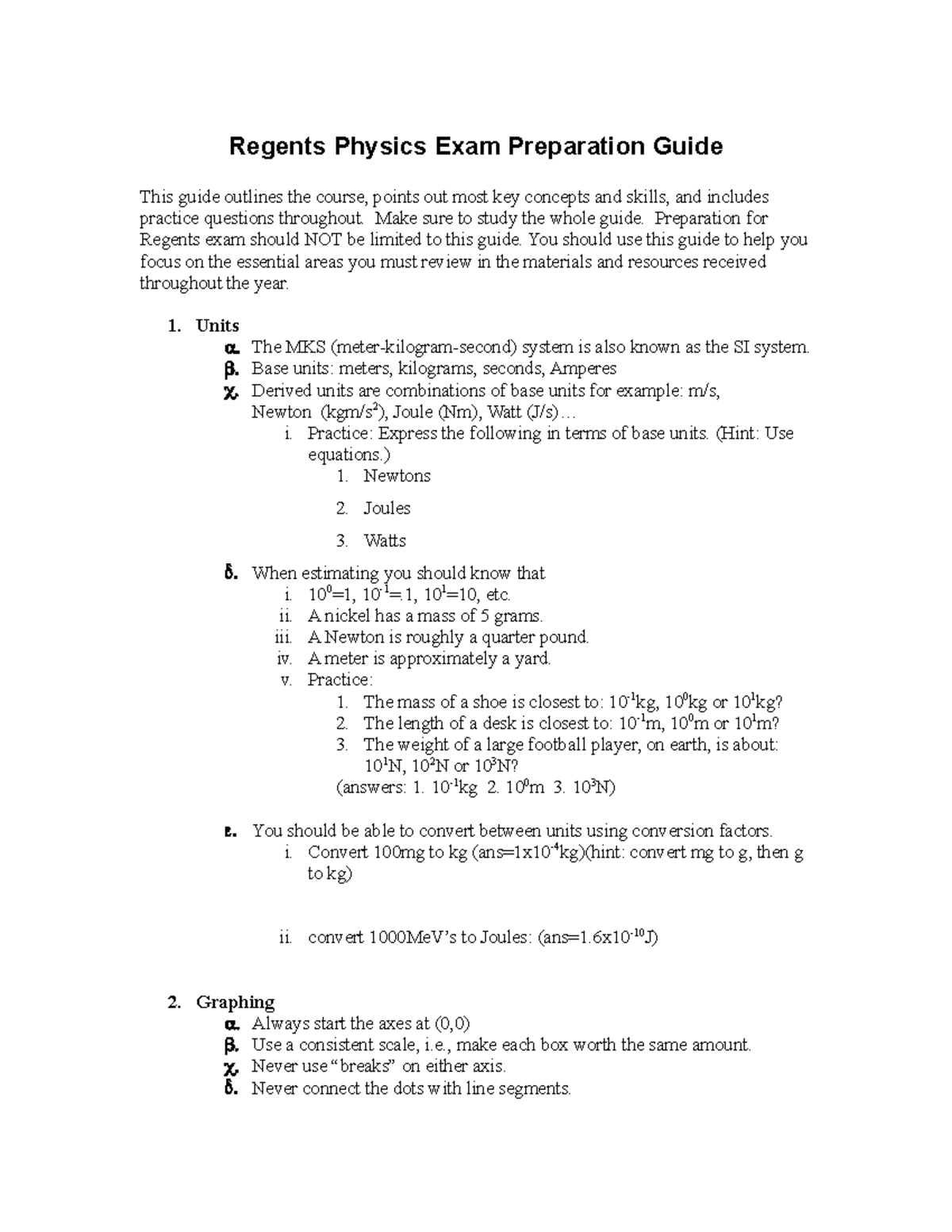 Regents Physics Exam Preparation Guide Make Sure To Study The Whole Regents Physics Exam Preparation Guide Make Sure To Study The Whole