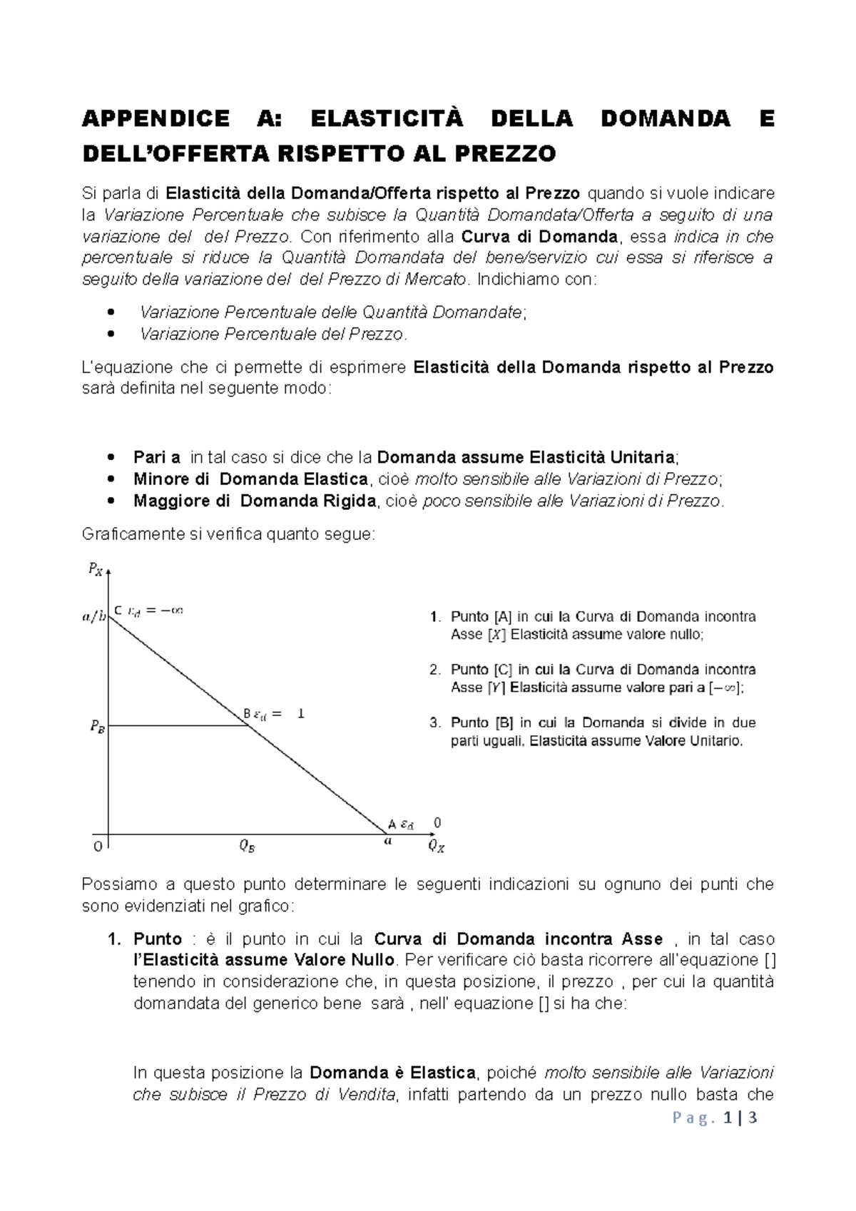 Ripasso Microeconomia APPENDICE A ELASTICITÀ DELLA