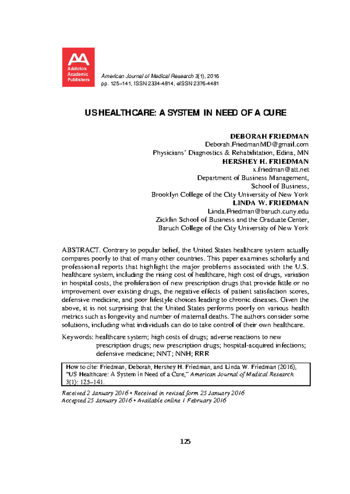 Rhetorical Anaylsis Article - American Journal of Medical Research 3(1 ...