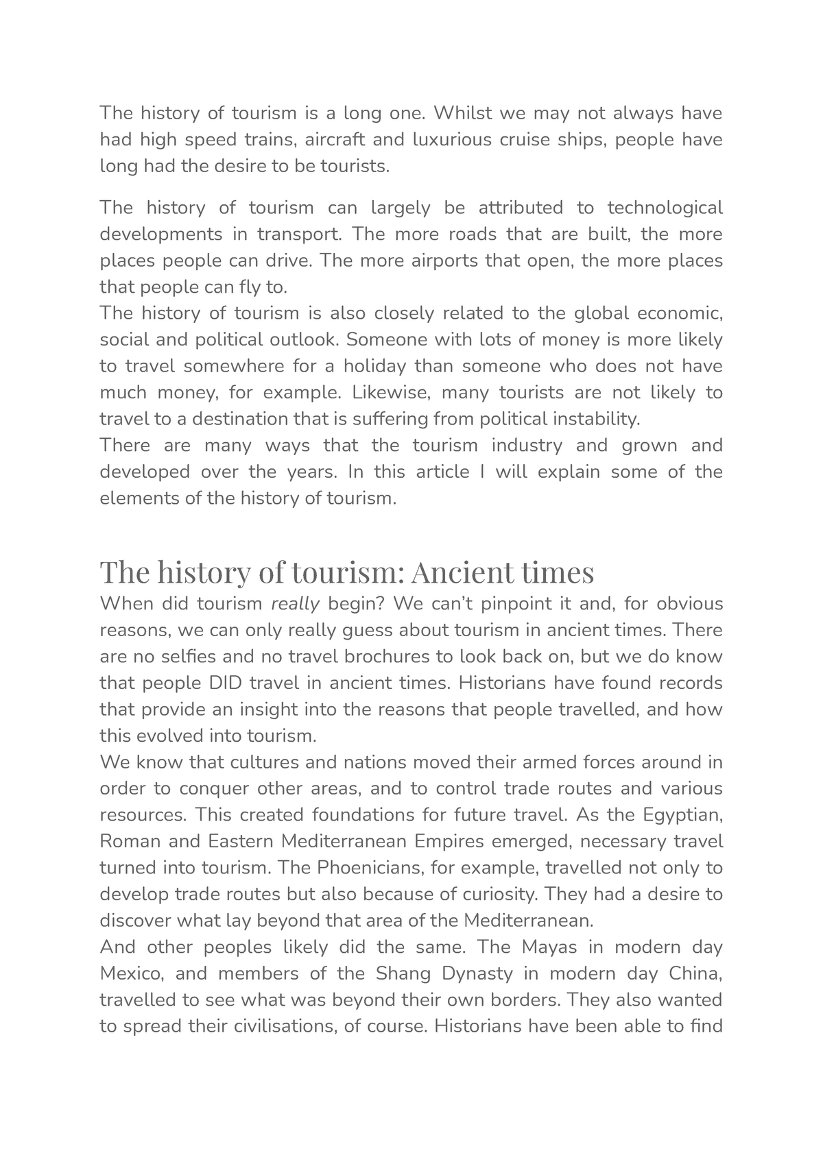 tourist history review