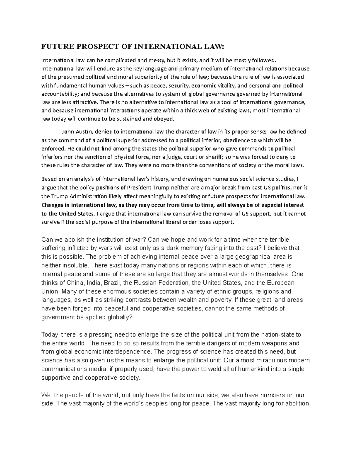 Future prospects of int. law - FUTURE PROSPECT OF INTERNATIONAL LAW ...