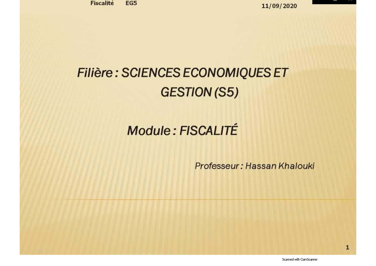 Fiscalité Pdf - Buchhaltung - Fiscalité EG5 Filière: SCIENCES ...