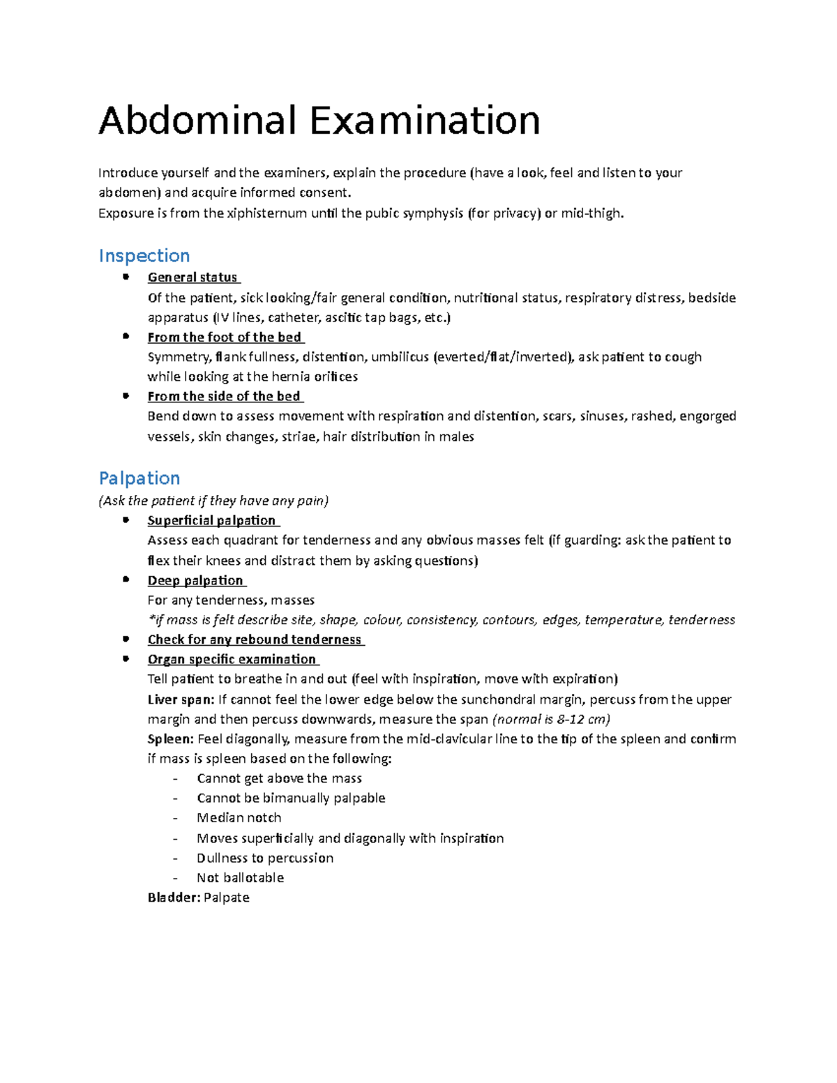 Abdominal Examination - Abdominal Examination Introduce Yourself And 