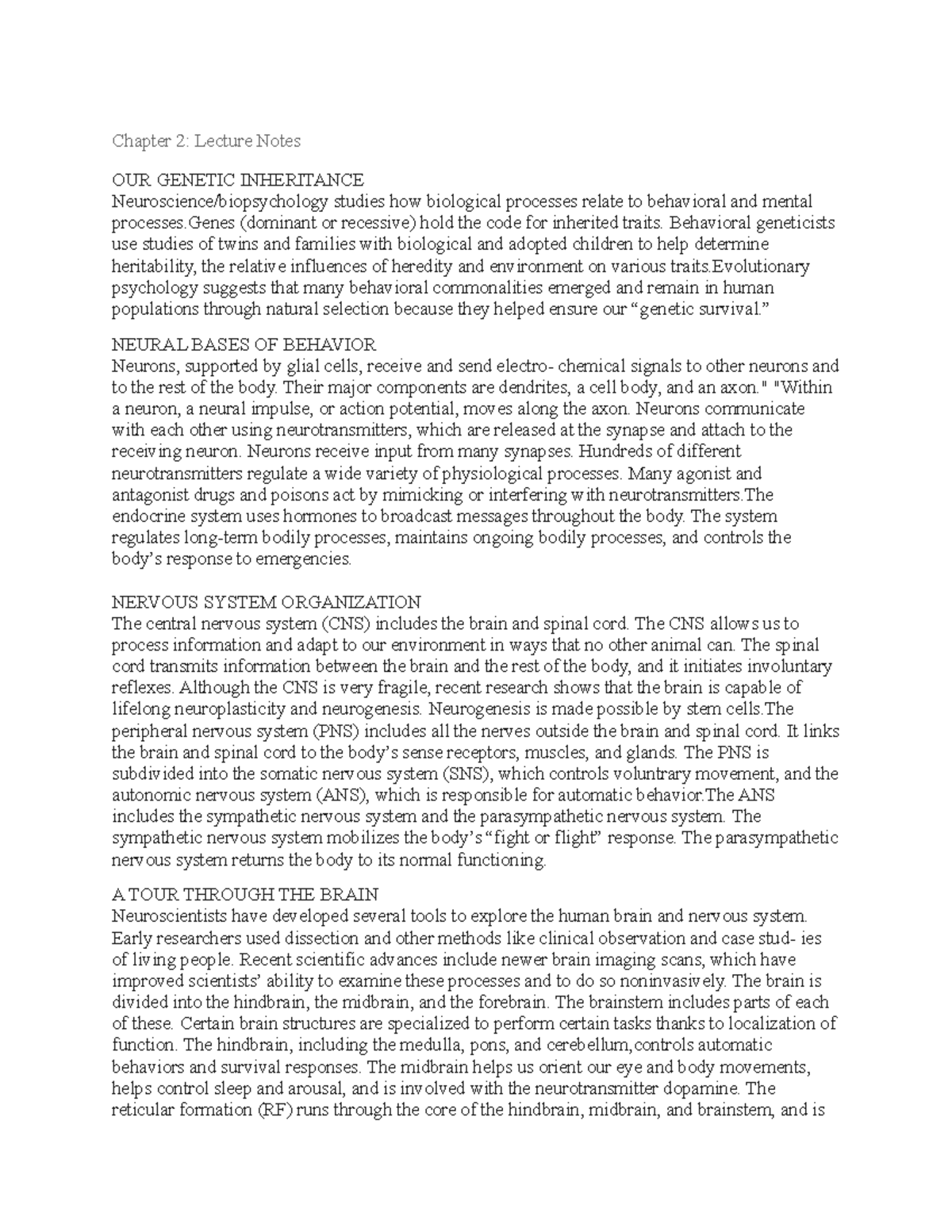Ch 2 lecture notes - Chapter 2: Lecture Notes OUR GENETIC INHERITANCE ...