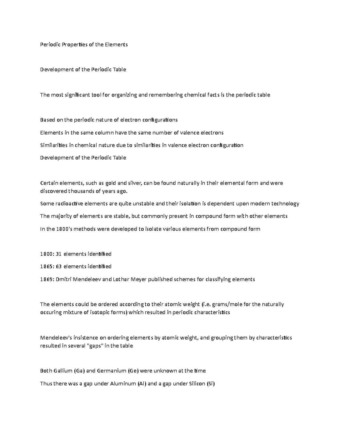 Periodic Properties Of The Elements Periodic Properties Of The