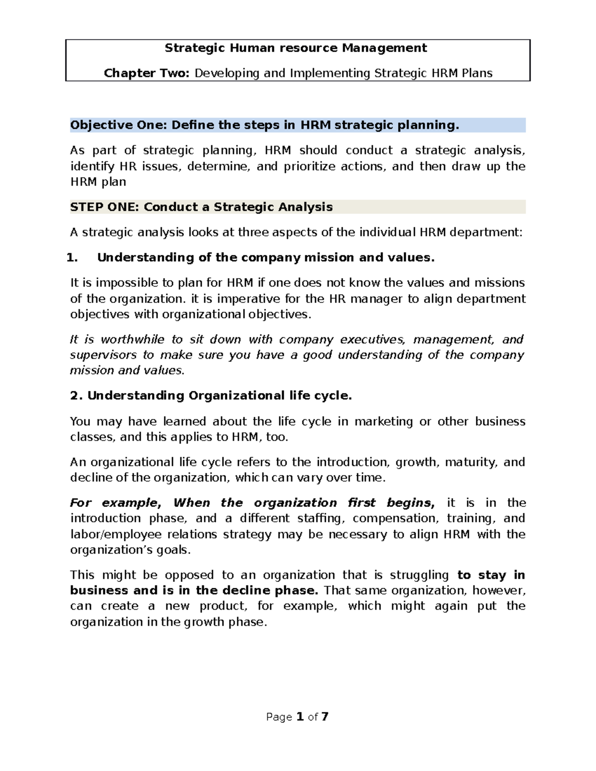 CH2 SHRM - this course is all about strategic and Project Risk ...