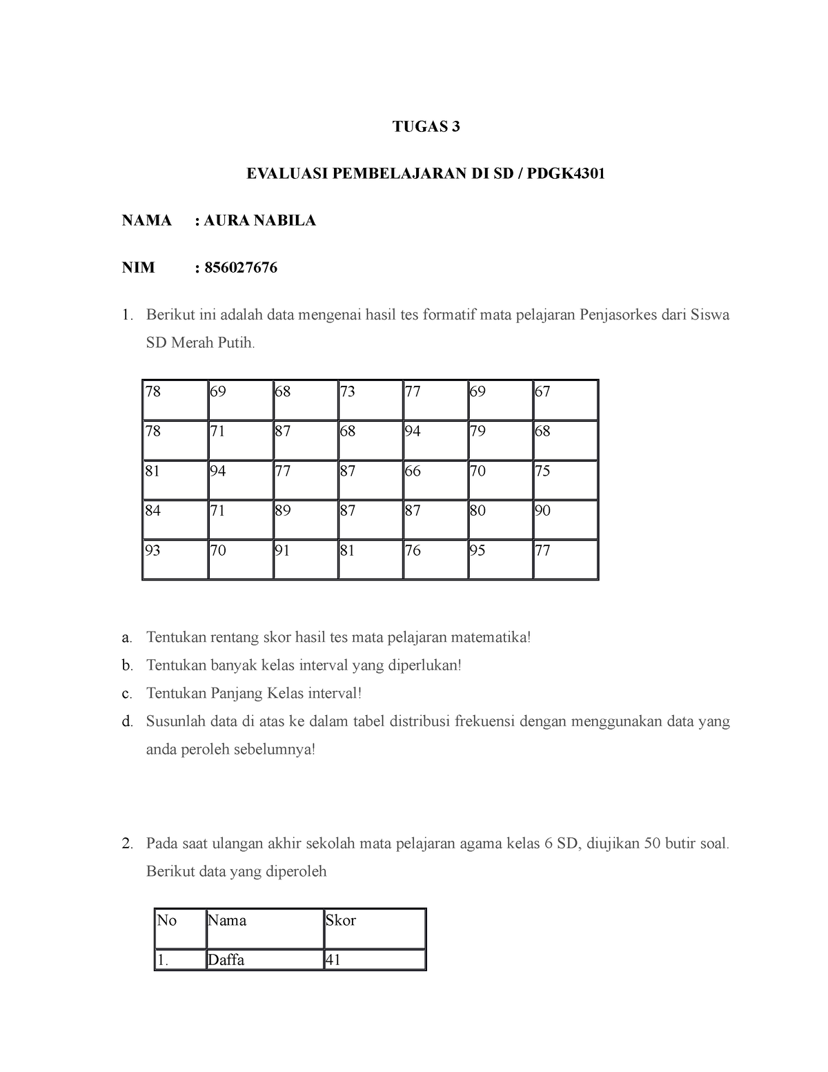 Tugas 3 PDGK4301 Evaluasi Pembelajaran DI SD - TUGAS 3 EVALUASI ...