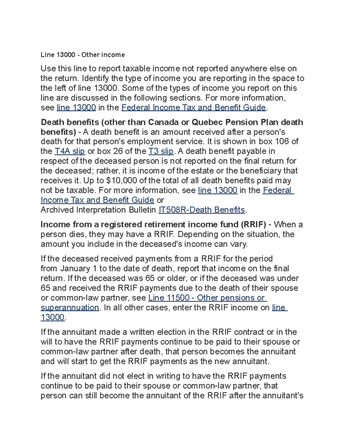 EP 2 Informative Line 13000 Other Use this line to report taxable not