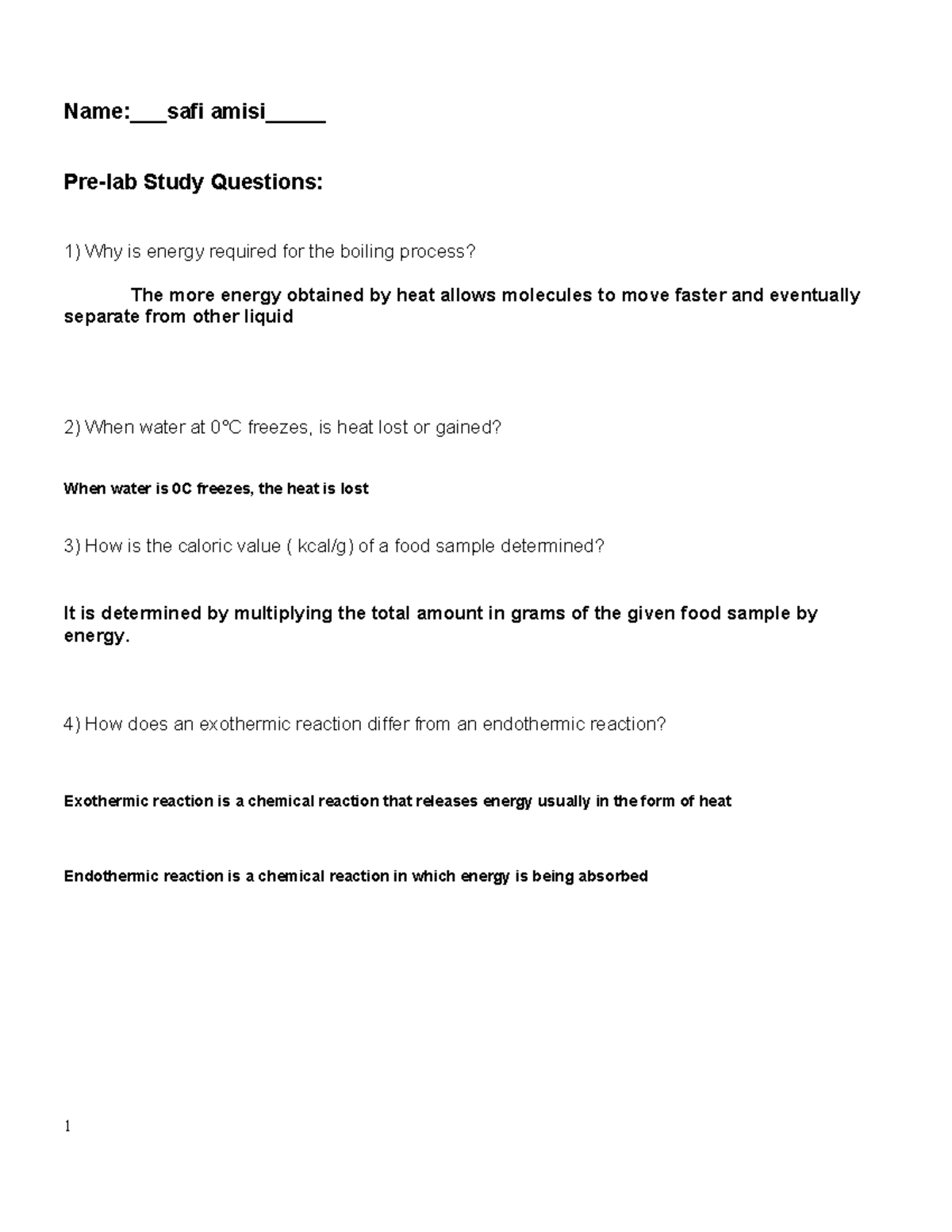 Energy and MatterLab Report Form Namesafi amisi__ Prelab Study