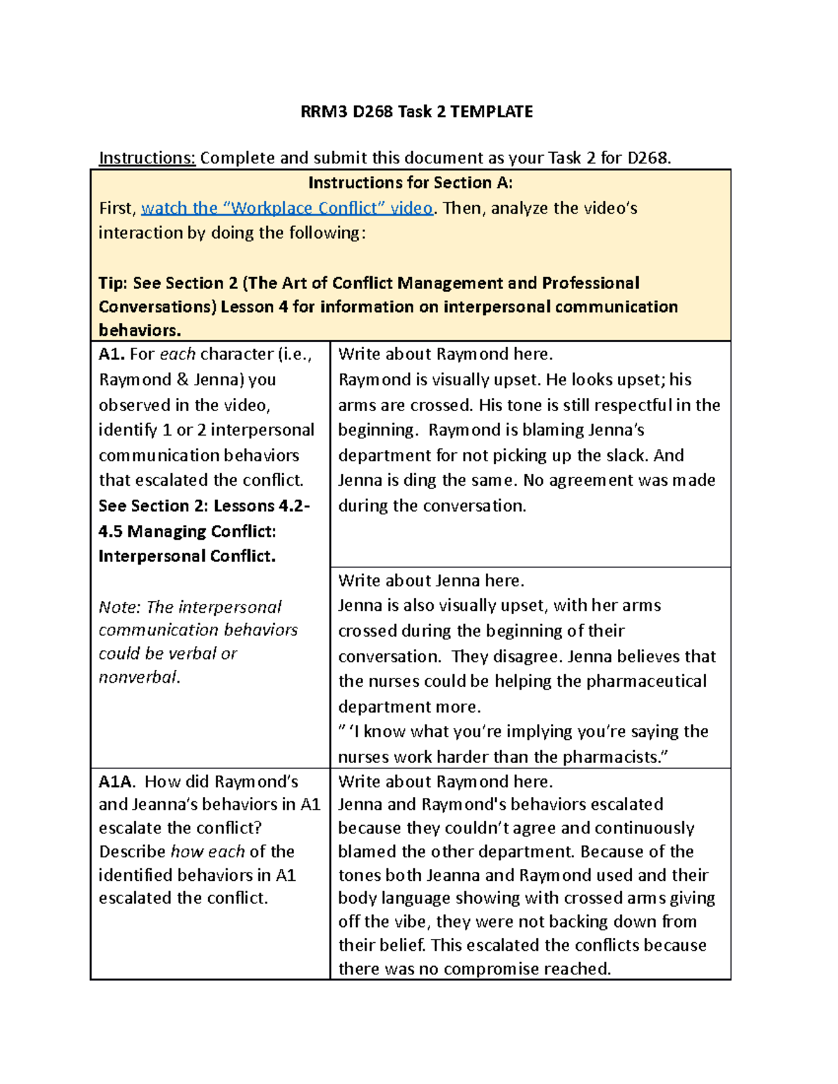 Rrm3 D268 Task 2 - Instructions For Section A: First, Watch The 