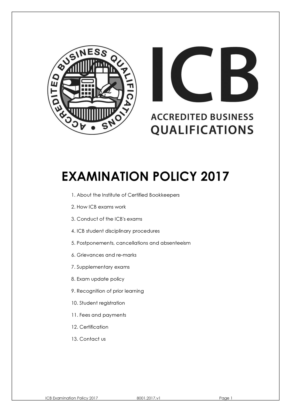 Icb-exam-policy - EXAMINATION POLICY 2017 About The Institute Of ...